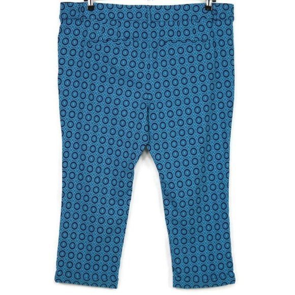 Lane Bryant Ashley Crop Pants Curvy Blue Teal‎ Jacquard Stretch 20 - Picture 2 of 12